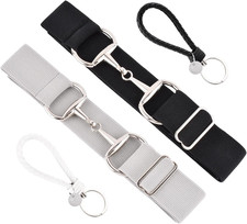 1.5" Elastic Equestrian Belt with Bit Buckle Leather Key Strap Set for Riders