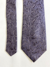 Jeff Banks silk tie vintage ash grey purple paisley 036