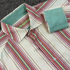 Robert Graham Long Sleeve Button Down Shirt Embroidered Flip Cuff Medium