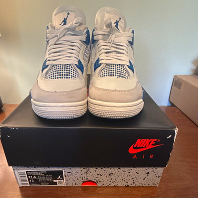 Jordan Air Jordan 4 Retro White/Blue/Gray Colorblock Leather Mid Top