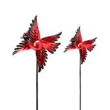 Cardinal Wind Spinner Outdoor, 2 Pack Metal Red Birds Windmill for Yard Art, ...