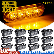 12x 4 LED Recovery Strobe Lights Amber Grill Flashing Warning Lamp 12V 24V Truck