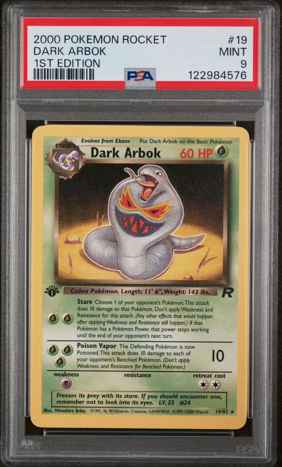 2000 POKEMON ROCKET 1ST EDITION #19 DARK ARBOK PSA 9