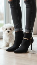 Women Gold Metal Chain 2 Boot Bracelet Shoe Anklet Elastic Band Charm Motorcycle