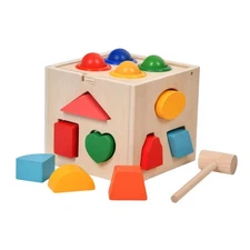 Wooden Color and Shape Sorting Box Matching Game Classic Blocks Activity Motor