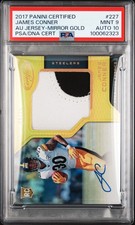 2017 PANINI CERT AUTO JSY-MIRROR GOLD #227 JAMES CONNER 9/25 PSA 9 AUTO 10