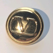 (1) VALENTINO Gold Ton Button 15mm Metal Luxe shiny Fab condition Iconic V logo