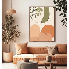 Hand Painted Oil Painting Abstract Wall Art Simple Home Decor Living Room Orange