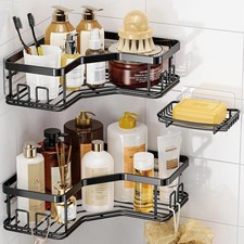 3 Pack Corner Shower Caddy with Soap Holder, Large Capacity Sturdy Easy Install