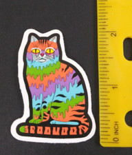 Cat Bright Colorful Rainbow Sticker AT 