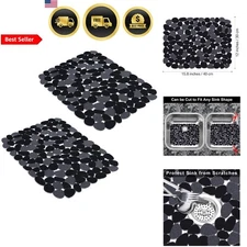Kitchen Sink Mat Black PVC Protectors for Stainless Steel 15.8x12 inch 2 Pack