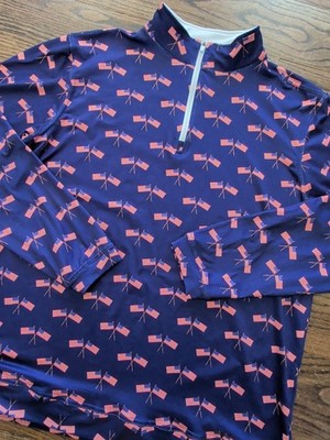 Proud 90 Golf Is Fun 1/4 Zip Pullover USA Flag Print Enterprise Golf Course Sz M