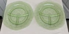 2 Hazel Atlas Uranium Green Royal Lace Divided Dinner Plates Depression MINT