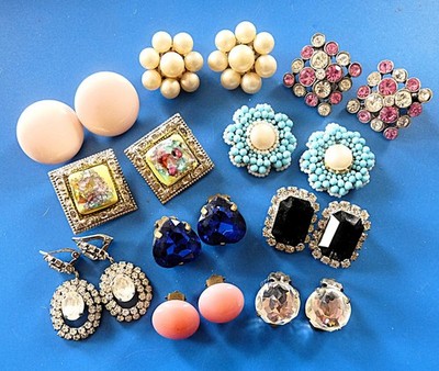 Konvolut alter Schmuck Retro Vintage CLIPS B.O. FANTAISIE alte KOSTÜM Ohrringe