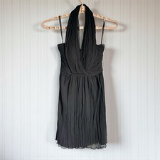 Jenny Yoo Black Dress Women Sz 6 Silk Chiffon Wedding Whimsigoth Halter Y2K EUC