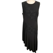 Lauren Ralph Lauren Dress Womens 16 Black Lace Asymmetrical Handkerchief Hem
