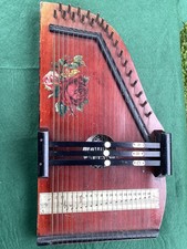 Vintage German Auto Harp Zither String Instrument Floral Design Made in Germany