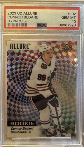 2023-24 Upper Deck Allure Rookies Hypnosis Connor Bedard #102 Rookie RC PSA 10