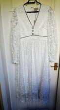 Coast Diamante Lace Trim Dress - Ivory Size 16 NWT