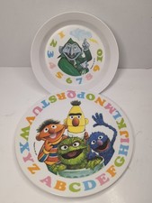 VTG SESAME STREET MUPPETS A-Z PLASTIC PLATE ERNIE  BERT Numbers Bowl A472