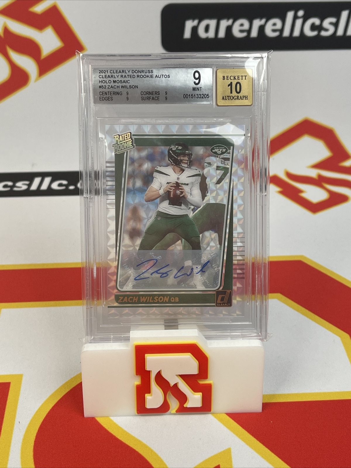 Zach Wilson Panini Clearly Donruss #52 Rated Rookie Autograph-Holo Mosaic