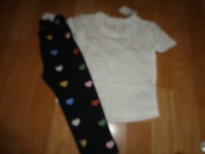 NWT 18-24 outfit baby gap white shirt top and heart leggings