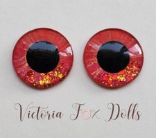 Blythe Doll Metallic Eyechips Red Gold Glitter Eye Chips 14mm Custom Furby Bjd