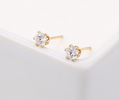 9ct 9k Yellow GOLD Plated White C/Z Stone Stud 2,3,4,5,6 - Main Image