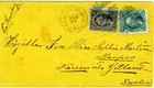 U.S. #96 & 97 F grills on cover to Sweden from San Francisco, 1869 — photo 1