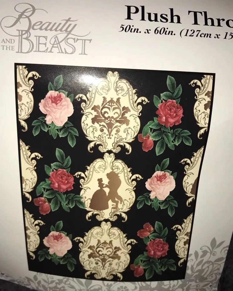 迪士尼美女与野兽花卉毯 50 英寸 x 60 英寸全新 — 第 3/3 张图片