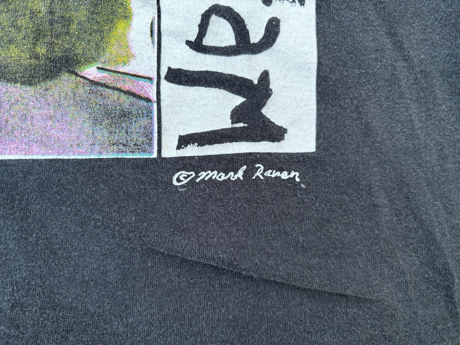 Vintage Mark Raven Amsterdam Art Shirt M Black 90s Classic Artwork