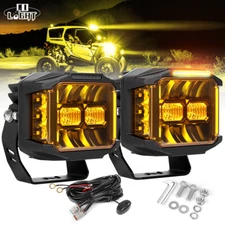 Amber 5inch Side Shooter LED Work Light Bar Pods Fog Lamp Offroad Driving DRL