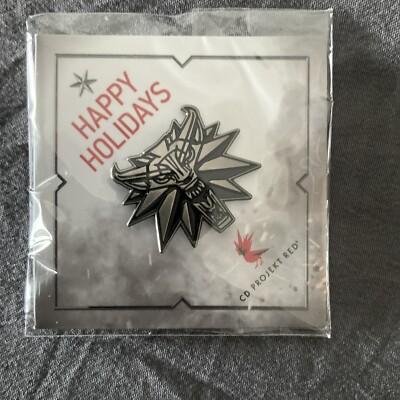 The Witcher 3 Wolfs Head Enamel Pin Promo Item Wild Hunt 2016 Happy Holidays NEW