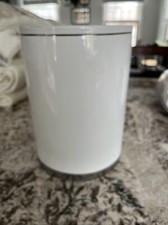 Luna Signature  Waste Basket  -- White with Silver Rim damaged