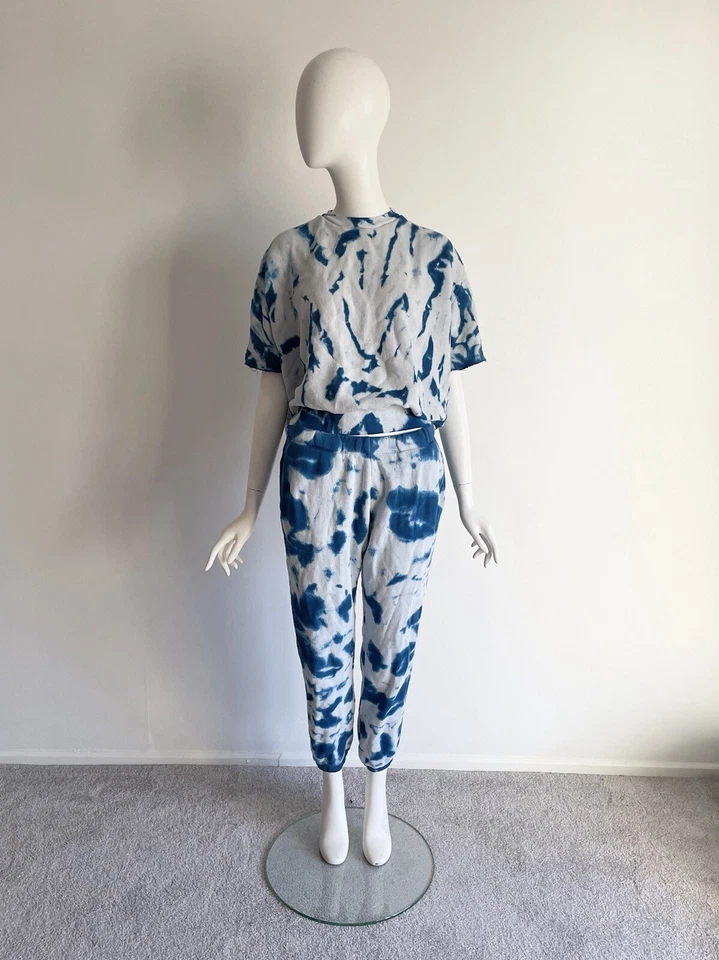 Conjunto Sudadera Pantalones Sudadera The Elder Statesman XS/S Algodón Cachemira Azul Tie Dye Foto 2 de 4