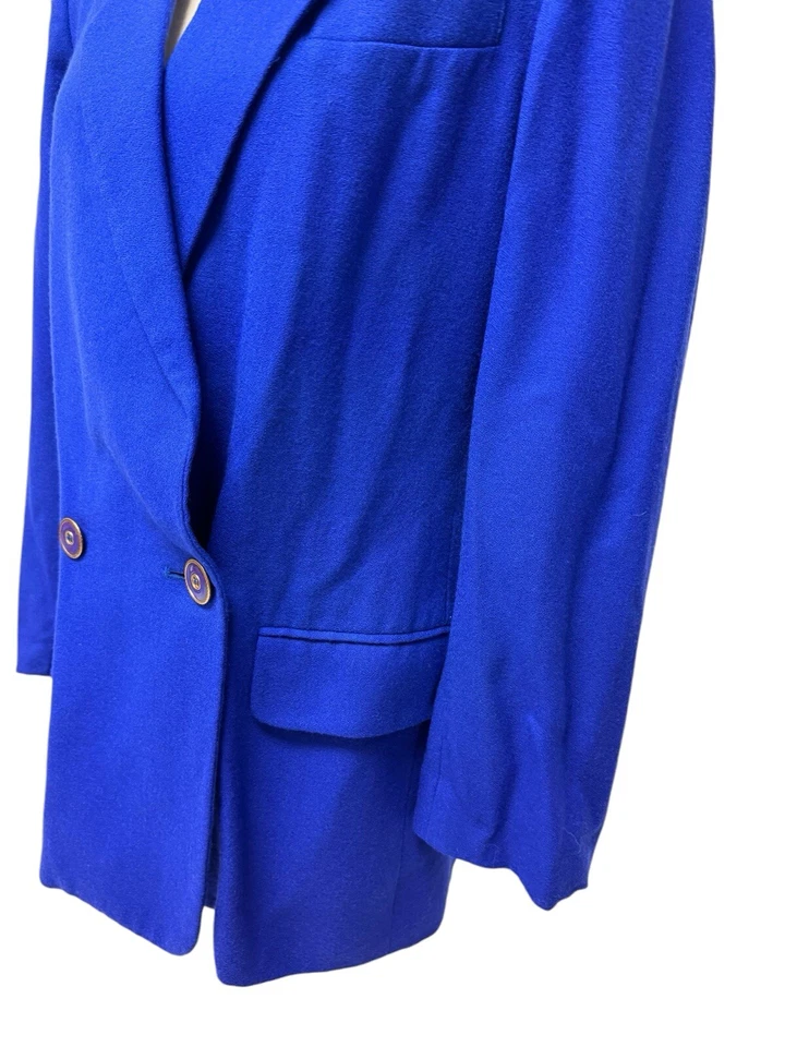 Vintage Gloria Vanderbilt  Women's 100% Wool Blazer Royal Blue size 8 - Image 3 of 4