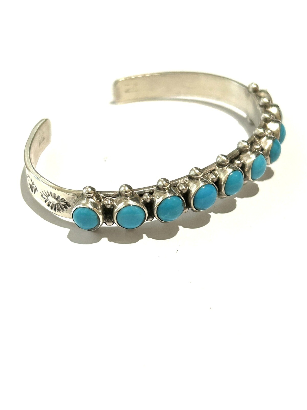 Native American Sterling Silver Handmade Navajo Turquoise Cuff Bracelet ...