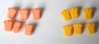 6 Spring Tulips / Shank Buttons / Choose Orange or Yellow / Easter Flowers