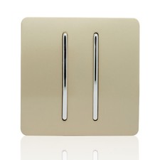 Trendi Switch Champagne Gold Plastic 2-Gang 2 Way Modern Glossy Light Switch