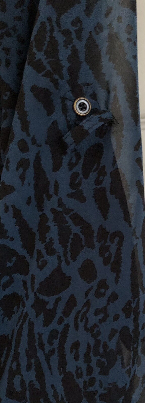 Grace Elements Button Blue/Blk Leopard Print Top … - image 3