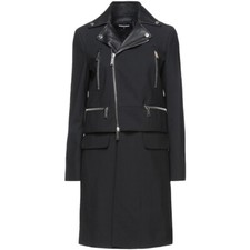 Dsquared2 Biker Jacket Coat Wool Leather Trims Black Size 40 - Rp £1595.00