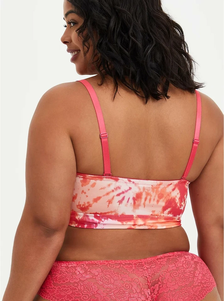 Sujetador 2X Torrid 2 18 20 C D DD Microfibra Bandeau Rosa Naranja Tue Dye Mujer Plus Foto 4 de 4