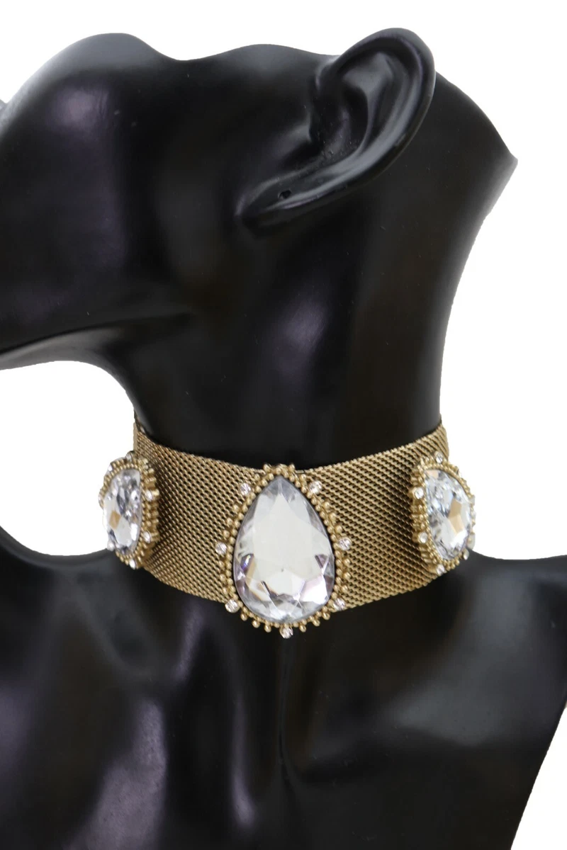 Silver metal choker necklace deals