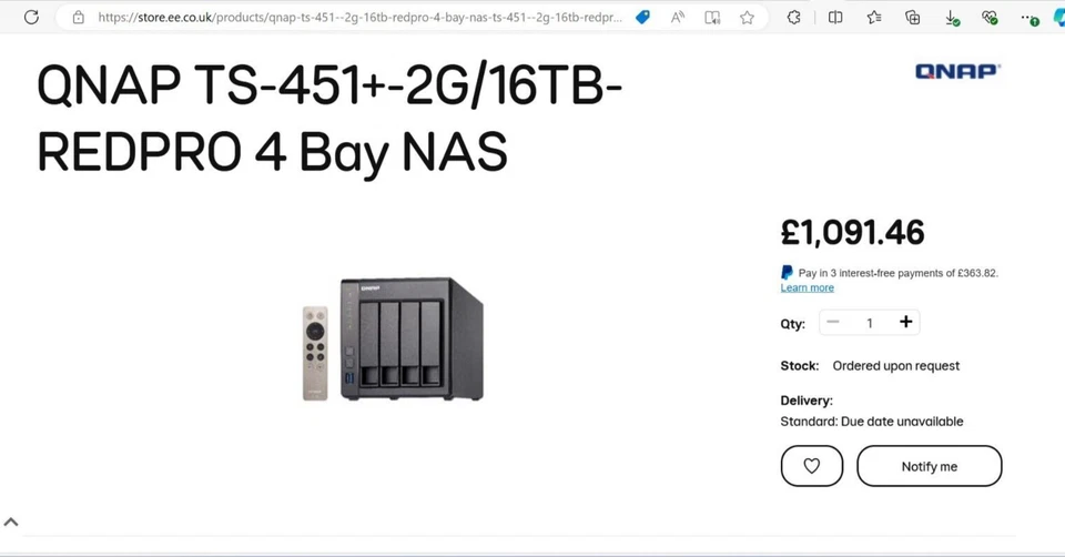 QNAP TS-451+ 8GB 12TB 4-Bay Desktop NAS: 8GB RAM, 4 x 3TB Western Digital HHD - Image 2 of 4