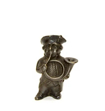 Vienna Bronze French Horn Player Figure Match Holder