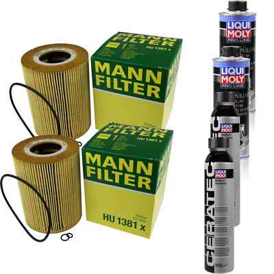 2xMANN-FILTER ÖLFILTER-HU 1381 x +2xLiqui Moly Pro-Line Motorspülung/2x Cera Tec