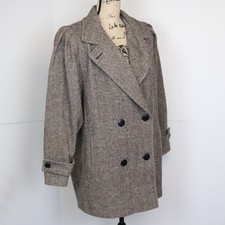 Vintage Spencer Douglas Usa Women Size 10 Herringbone Wool Blend Tweed Coat