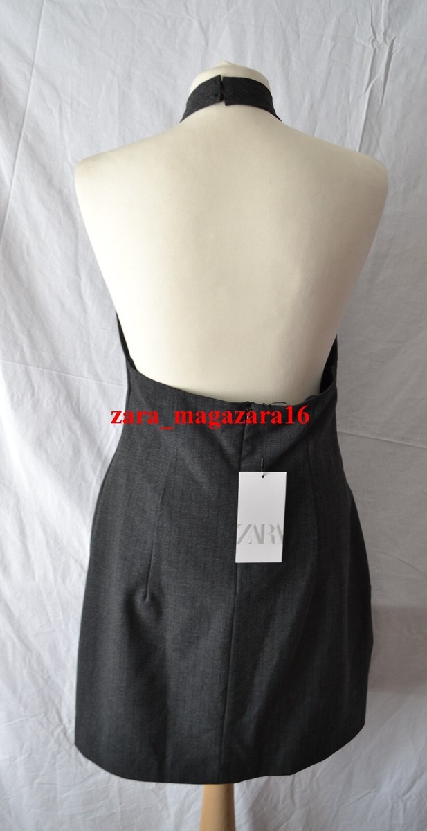 ZARA WOMAN NEW FW24 TIE HALTER DRESS STRIPES GREY SIZE L 4661/209 | eBay