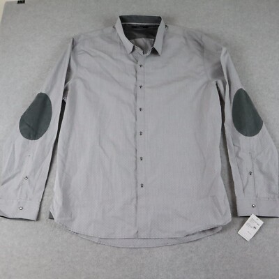7 Diamonds Shirt Mens 3XL XXXL Elbow Patch Pearl Snap Gray Long Sleeve NWT