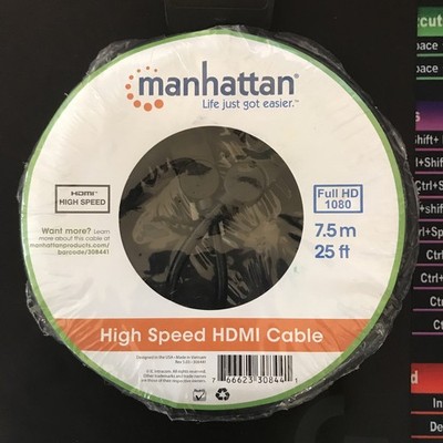 Manhattan 308441 High Speed HDMI Kabel Stecker auf Stecker geschirmt 7,5 m schwa